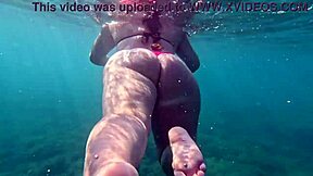 pawg shakes big ass in thong bikini underwater swim.