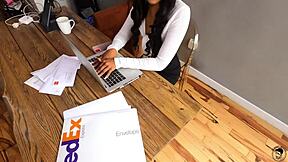 can ebony secretary olivia jay keep her job with that dirty rimjob tease?