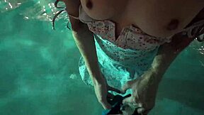 imagine this pov slut teasing her small tits before fucking hard outside in the pool