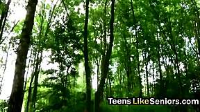 Old Guy POUNDS Busty Teen Outdoors