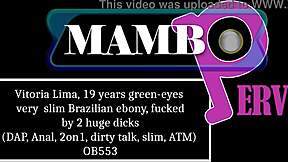 Ever seen slim Brazilian ebony Vitoria Lima take DP from two huge cocks?