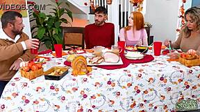 arietta adams and cherry fae lure nate into thanksgiving threesome with deepthroat and facials
