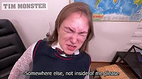 director takes petite teen's tight pussy with monster cock creampie