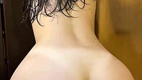 Big Ass College Coed Emerges from Shower Bent Over Spreading Wet Pussy for Roommate