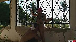 ksal hot milf invades abandoned house for anal pounding on porch