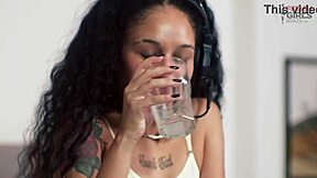 my curly haired girl chats dirty in virtual cash sex with headphones