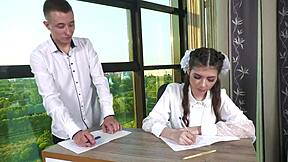 tiny 35kg 18yo petite brunette takes facial cumshot in mouth 1on1