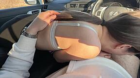 gf facefucked cumswallows in public car parking lot doggystyle